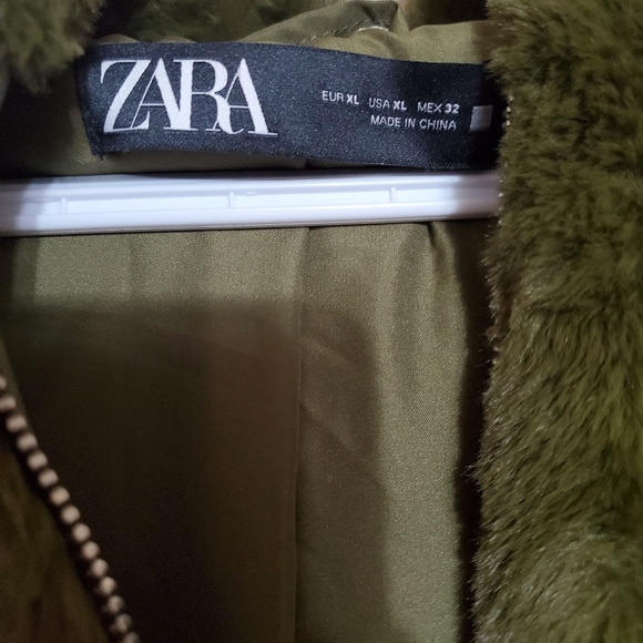 Zara Faux Fur Jacket in Mid Khaki Colour - Picture 4 of 5